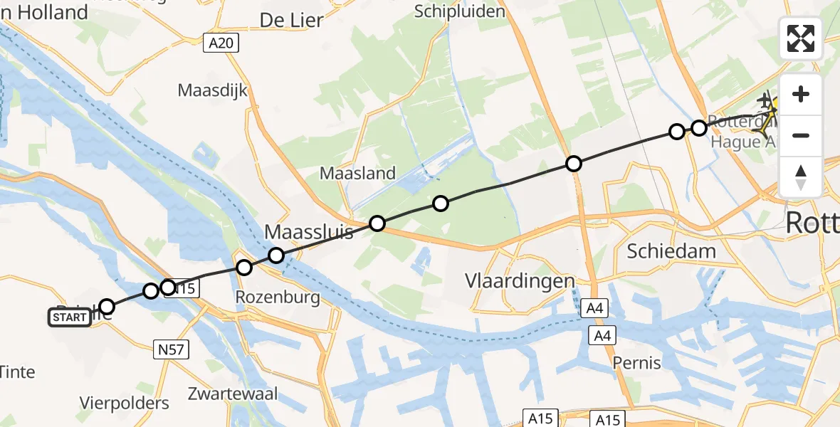 Routekaart van de vlucht: Lifeliner 2 naar Rotterdam The Hague Airport