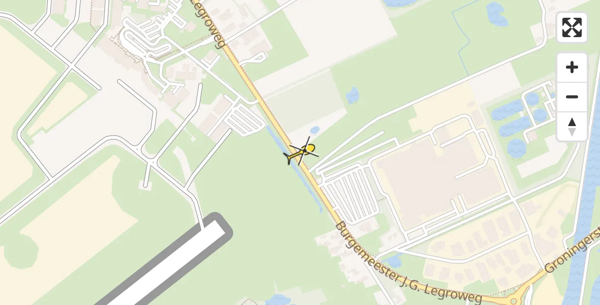 Routekaart van de vlucht: Traumahelikopter naar Groningen Airport Eelde