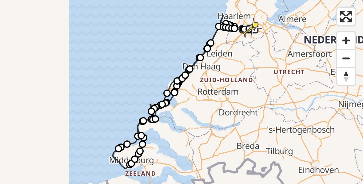 Vluchtroute Politiehelikopter van Schiphol naar Schiphol