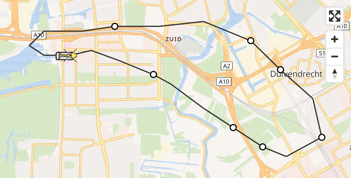 Routekaart van de vlucht: Lifeliner 1 naar VU Medisch Centrum Amsterdam