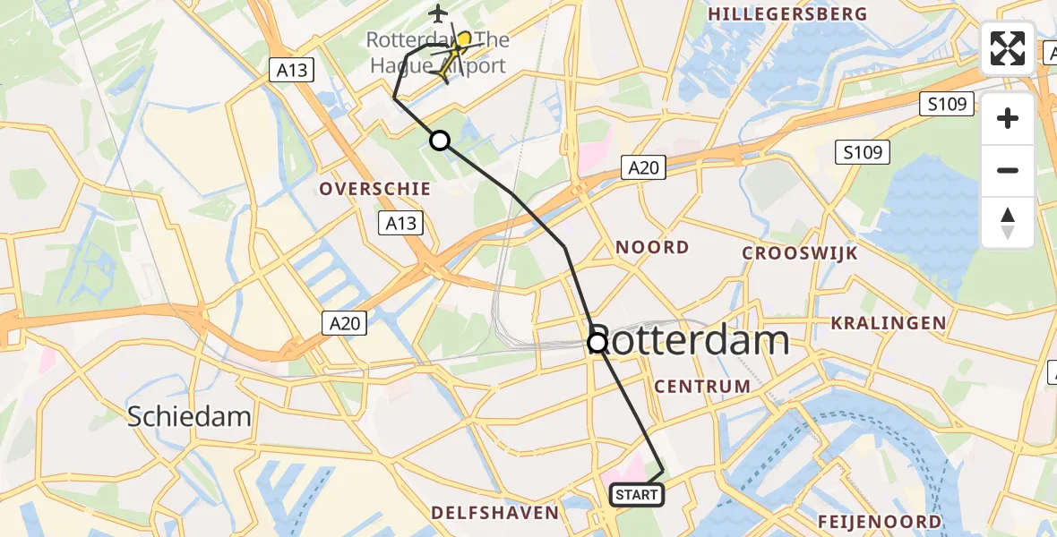 Routekaart van de vlucht: Lifeliner 2 naar Rotterdam The Hague Airport