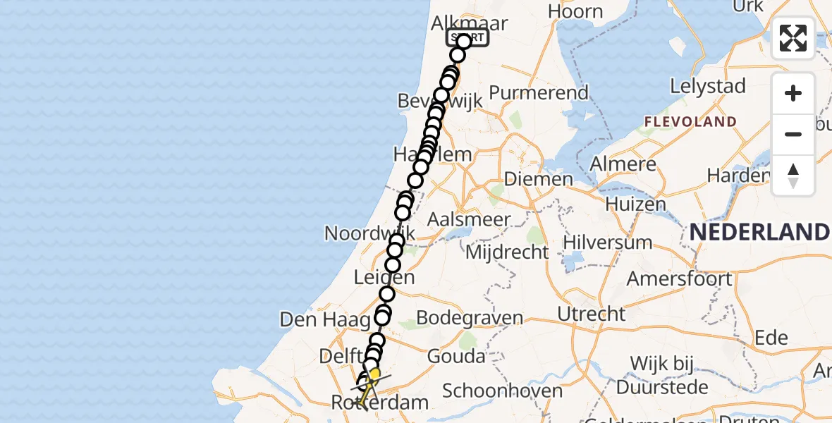 Routekaart van de vlucht: Lifeliner 2 naar Rotterdam The Hague Airport