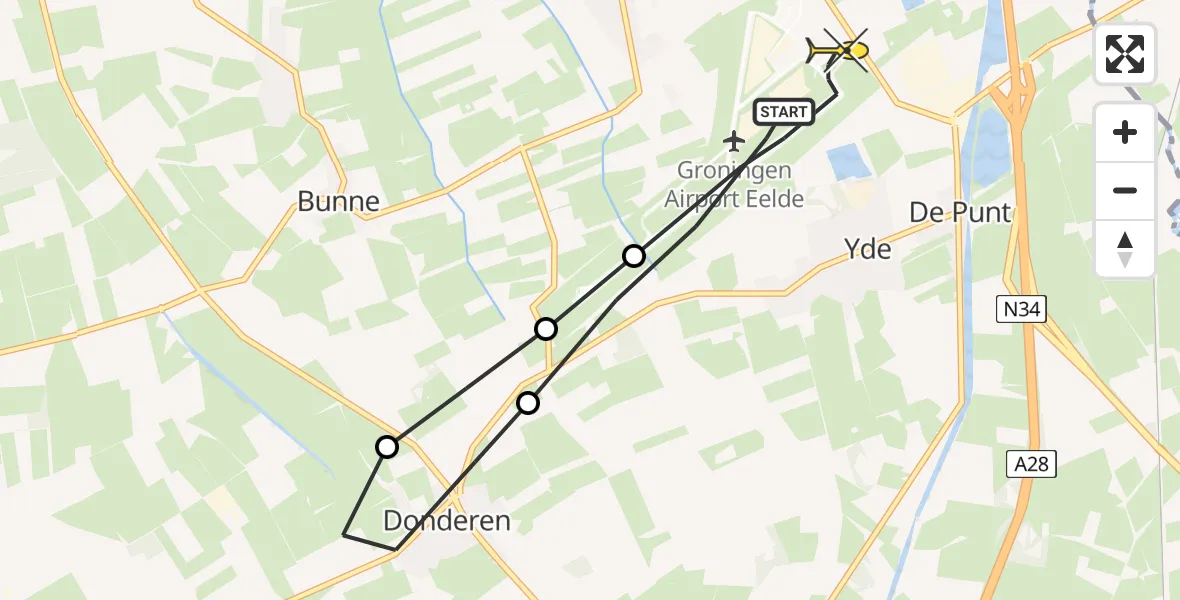Routekaart van de vlucht: Lifeliner 4 naar Groningen Airport Eelde