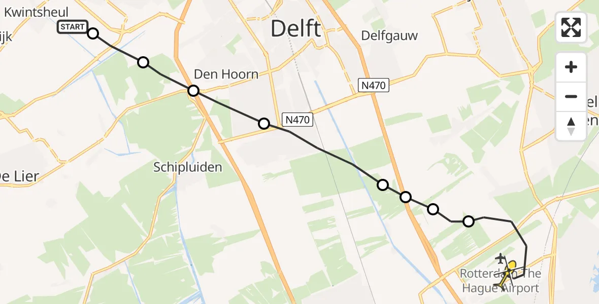 Routekaart van de vlucht: Lifeliner 2 naar Rotterdam The Hague Airport