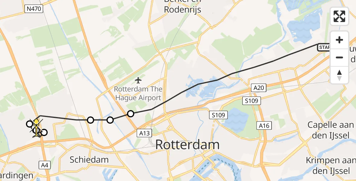 Routekaart van de vlucht: Lifeliner 2 naar Vlaardingen