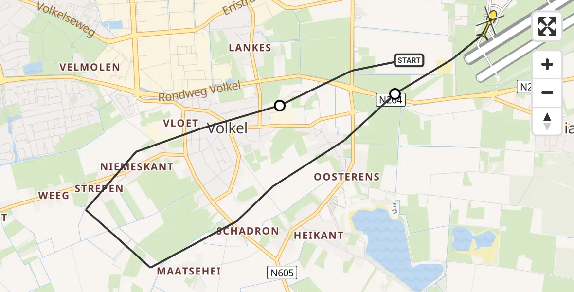 Routekaart van de vlucht: Lifeliner 3 naar Vliegbasis Volkel