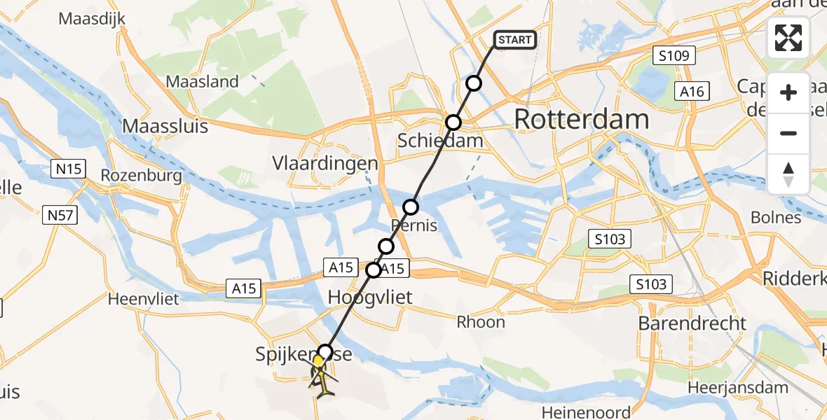 Routekaart van de vlucht: Lifeliner 2 naar Spijkenisse