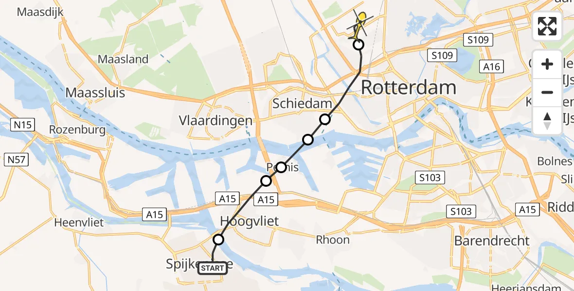 Routekaart van de vlucht: Lifeliner 2 naar Rotterdam The Hague Airport