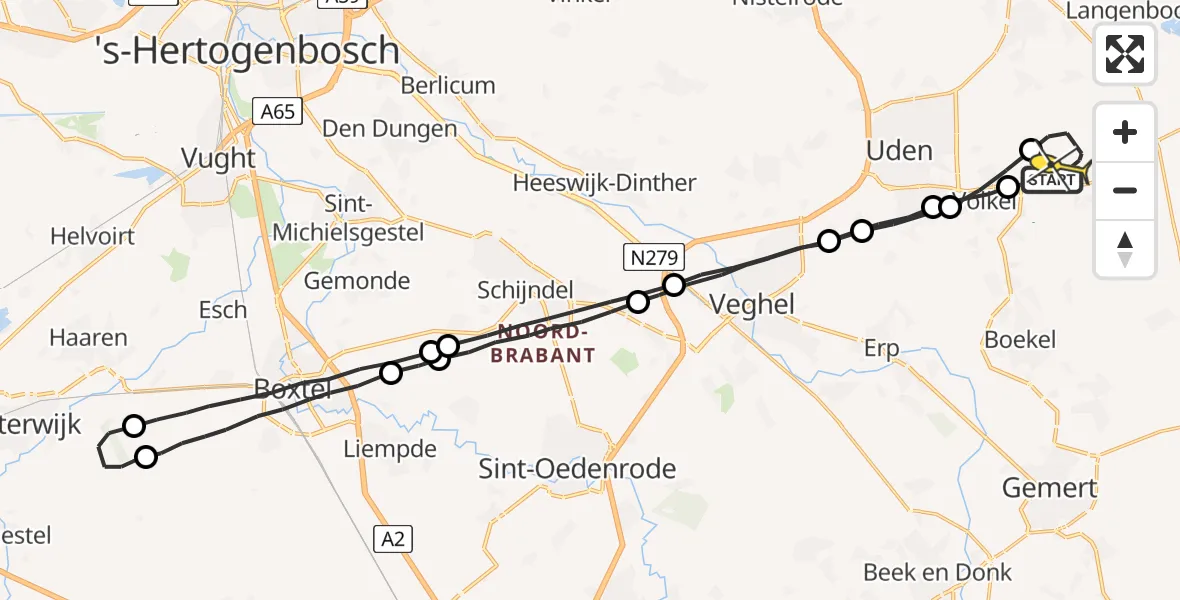 Routekaart van de vlucht: Lifeliner 3 naar Vliegbasis Volkel