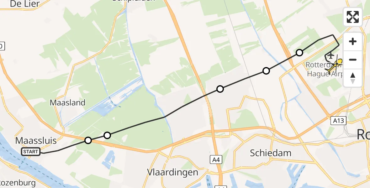 Routekaart van de vlucht: Lifeliner 2 naar Rotterdam The Hague Airport