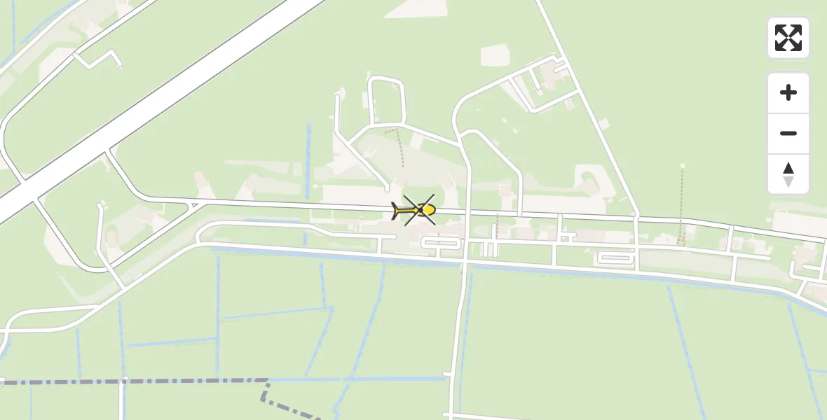 Vluchtroute Ambulancehelikopter van Vliegbasis Leeuwarden naar Vliegbasis Leeuwarden
