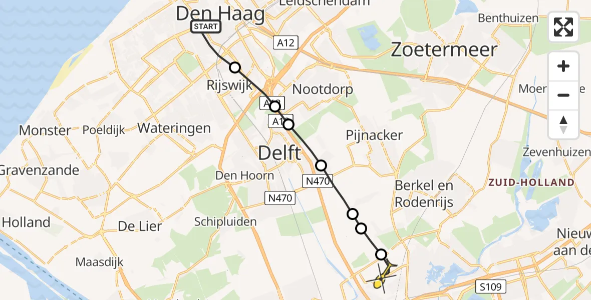 Routekaart van de vlucht: Lifeliner 2 naar Rotterdam The Hague Airport