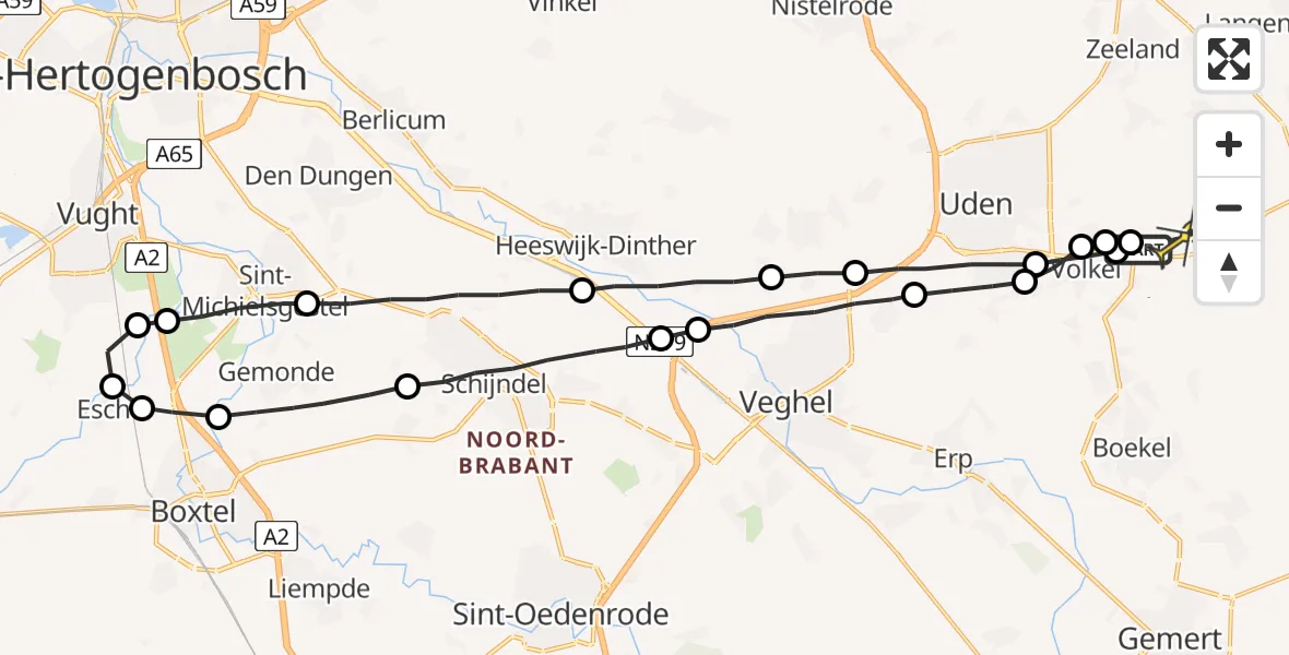 Routekaart van de vlucht: Lifeliner 3 naar Vliegbasis Volkel