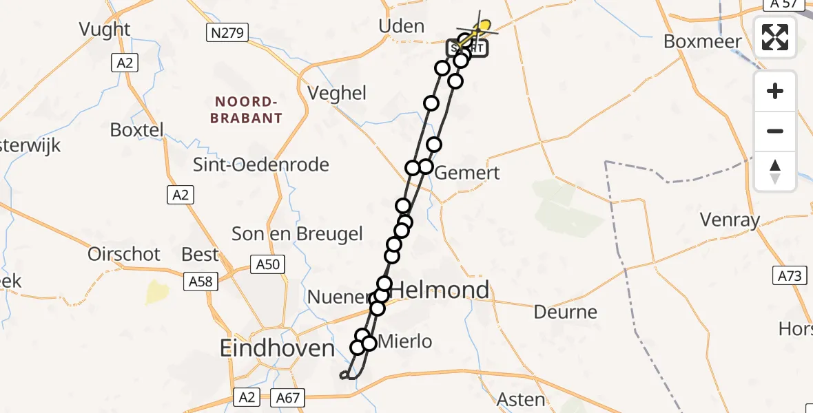 Routekaart van de vlucht: Lifeliner 3 naar Vliegbasis Volkel