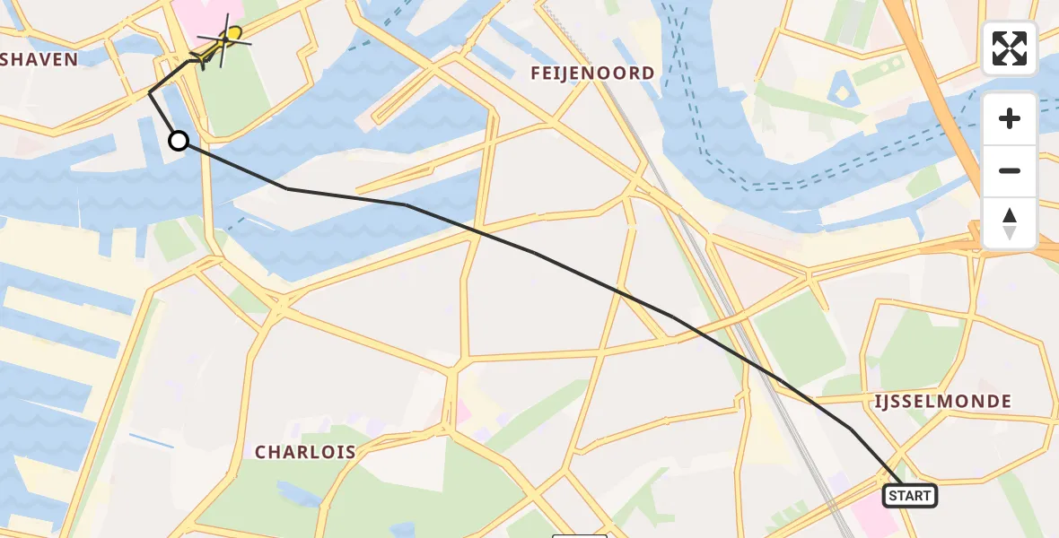 Routekaart van de vlucht: Lifeliner 2 naar Erasmus MC