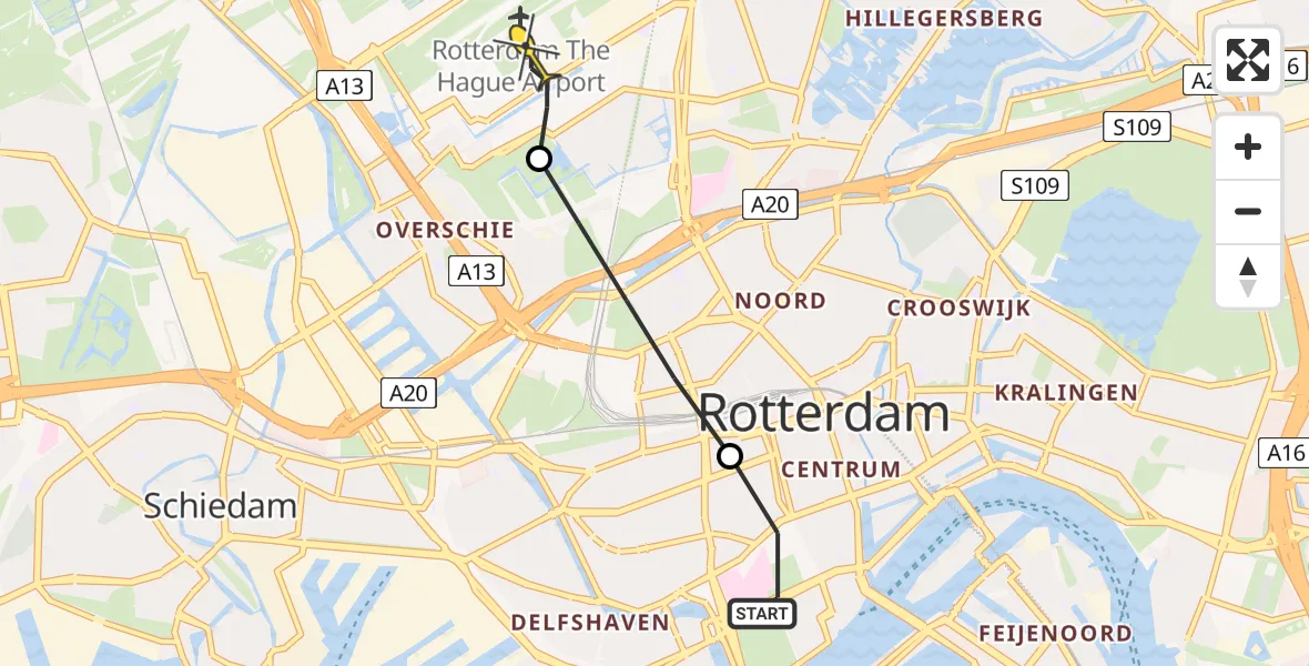 Routekaart van de vlucht: Lifeliner 2 naar Rotterdam The Hague Airport