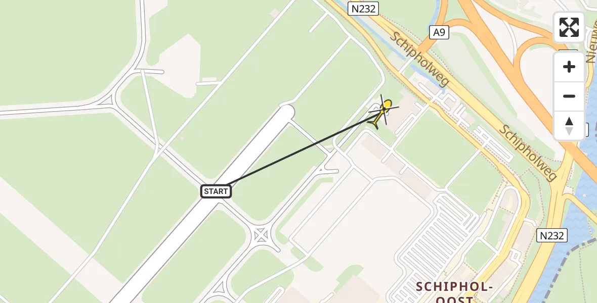 Vluchtroute Politiehelikopter van Schiphol naar Schiphol