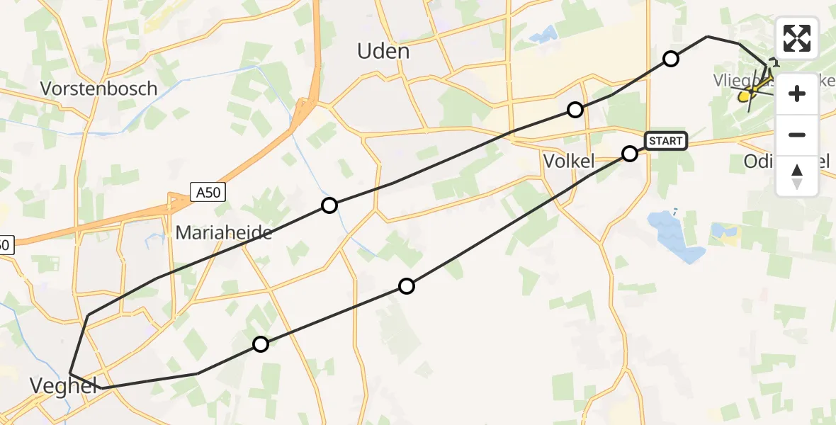 Routekaart van de vlucht: Lifeliner 3 naar Vliegbasis Volkel