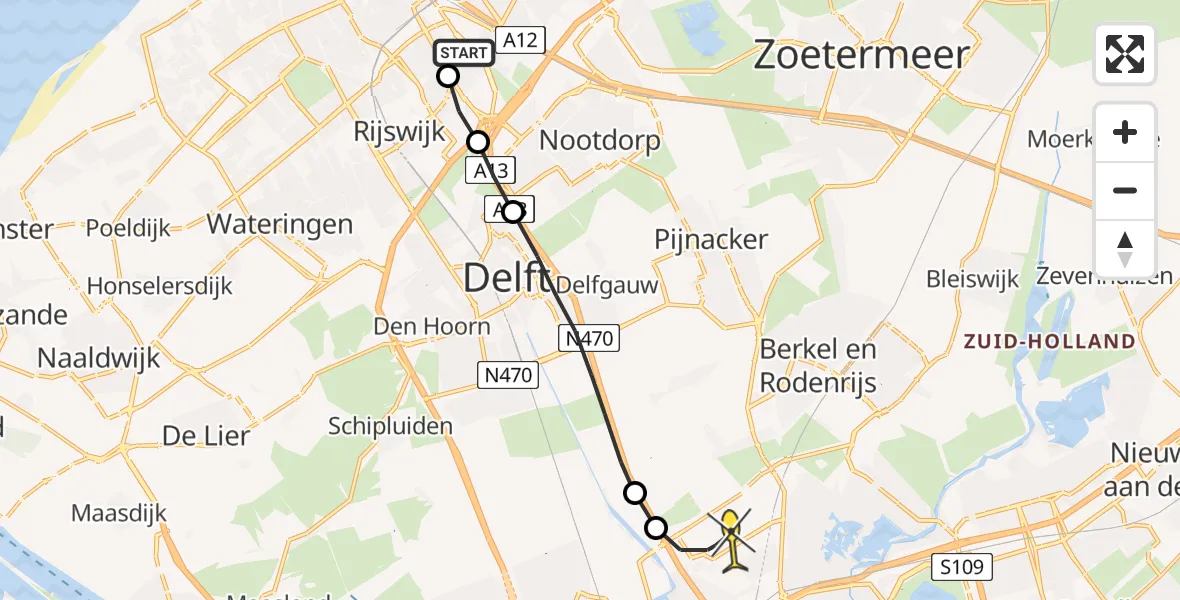 Routekaart van de vlucht: Lifeliner 2 naar Rotterdam The Hague Airport