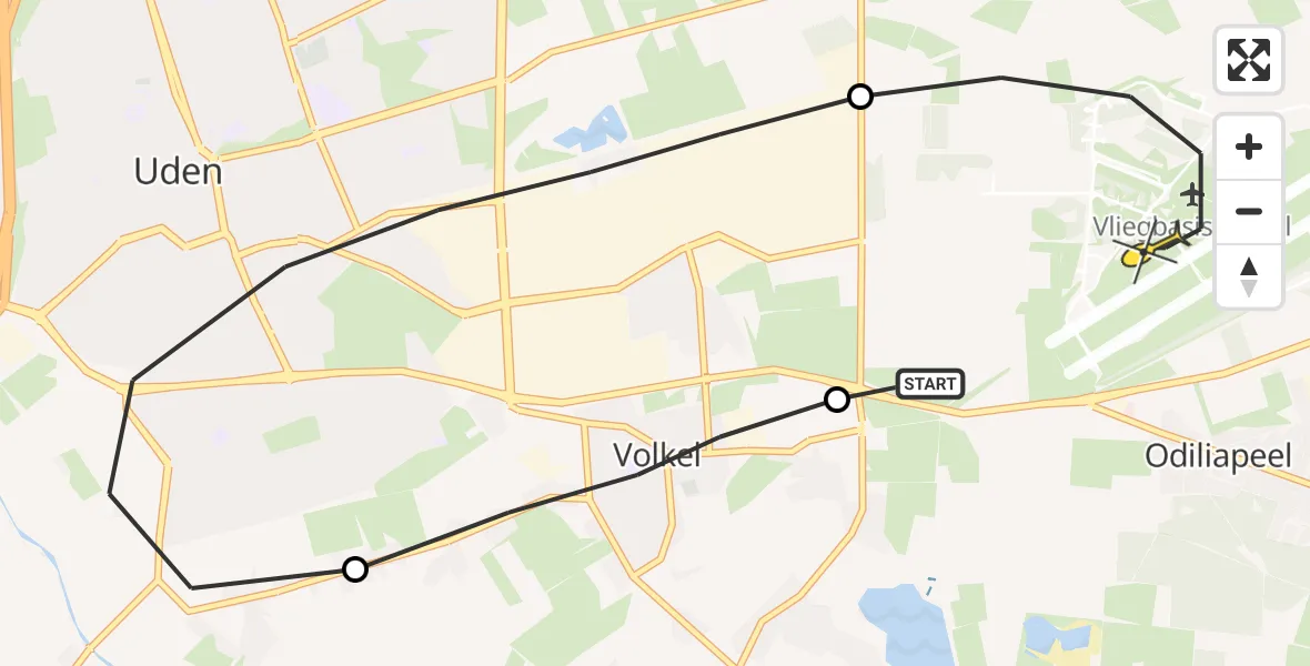 Routekaart van de vlucht: Lifeliner 3 naar Vliegbasis Volkel