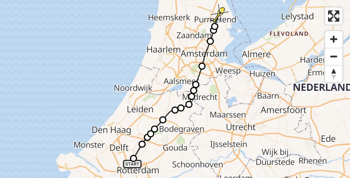 Routekaart van de vlucht: Lifeliner 2 naar Purmerend