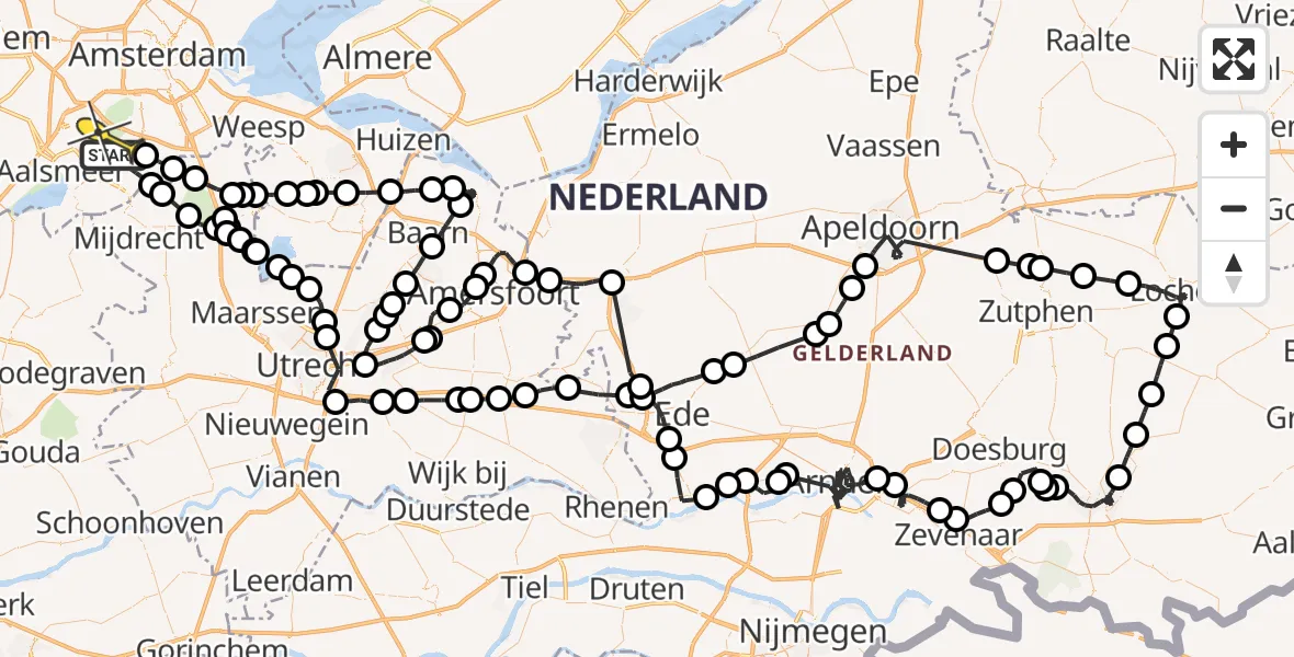 Routekaart van de vlucht: Politieheli naar Amstelveen