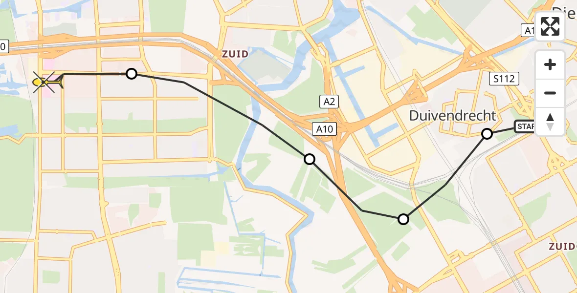 Routekaart van de vlucht: Lifeliner 1 naar VU Medisch Centrum Amsterdam