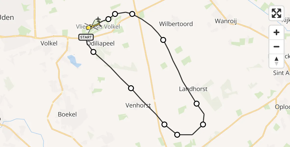 Routekaart van de vlucht: Lifeliner 3 naar Vliegbasis Volkel