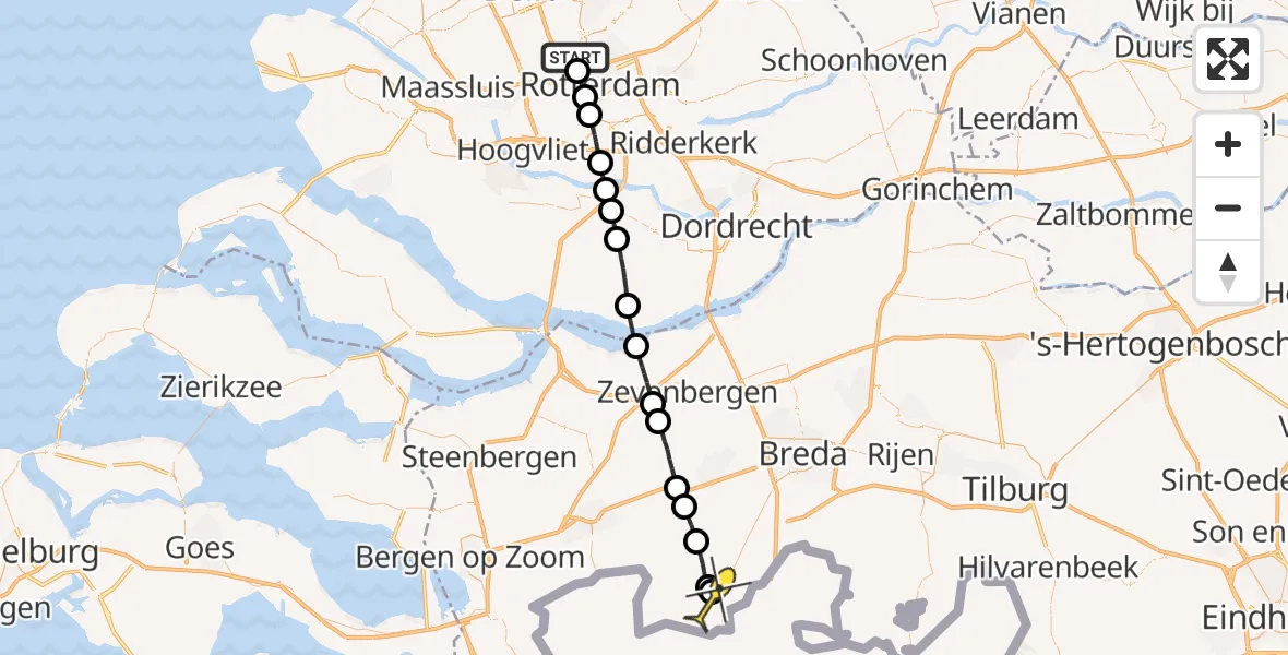 Routekaart van de vlucht: Lifeliner 2 naar Wernhout