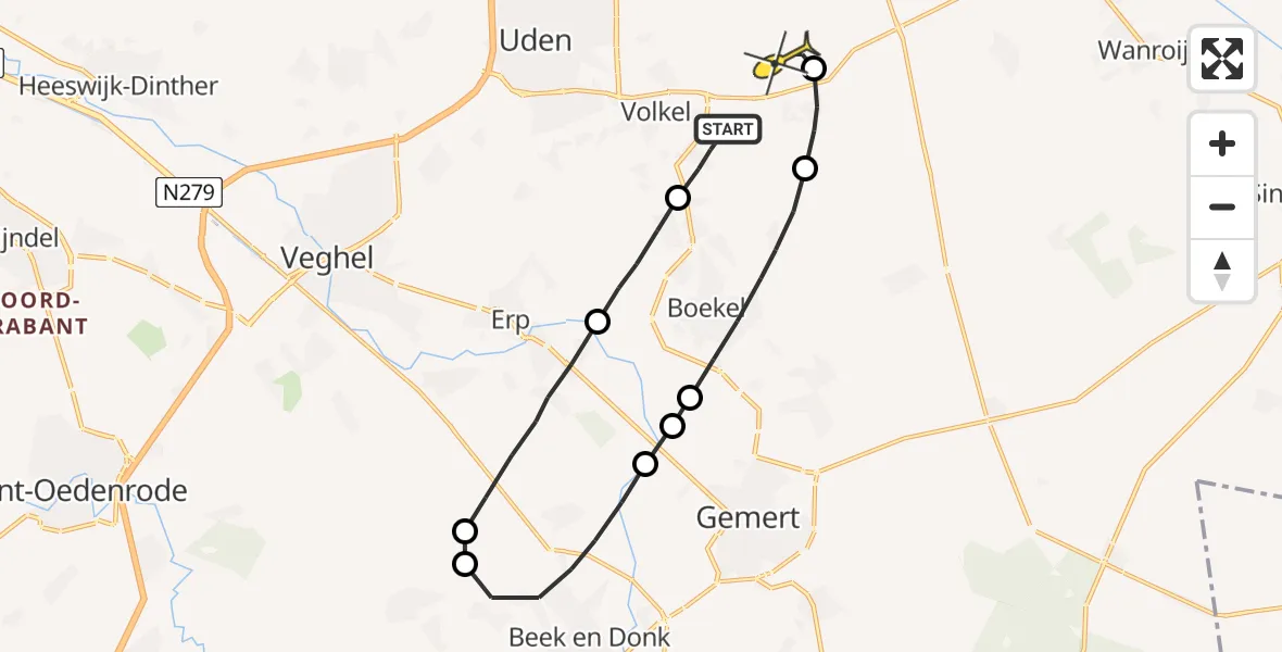 Routekaart van de vlucht: Lifeliner 3 naar Vliegbasis Volkel