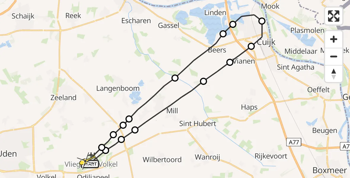 Routekaart van de vlucht: Lifeliner 3 naar Vliegbasis Volkel