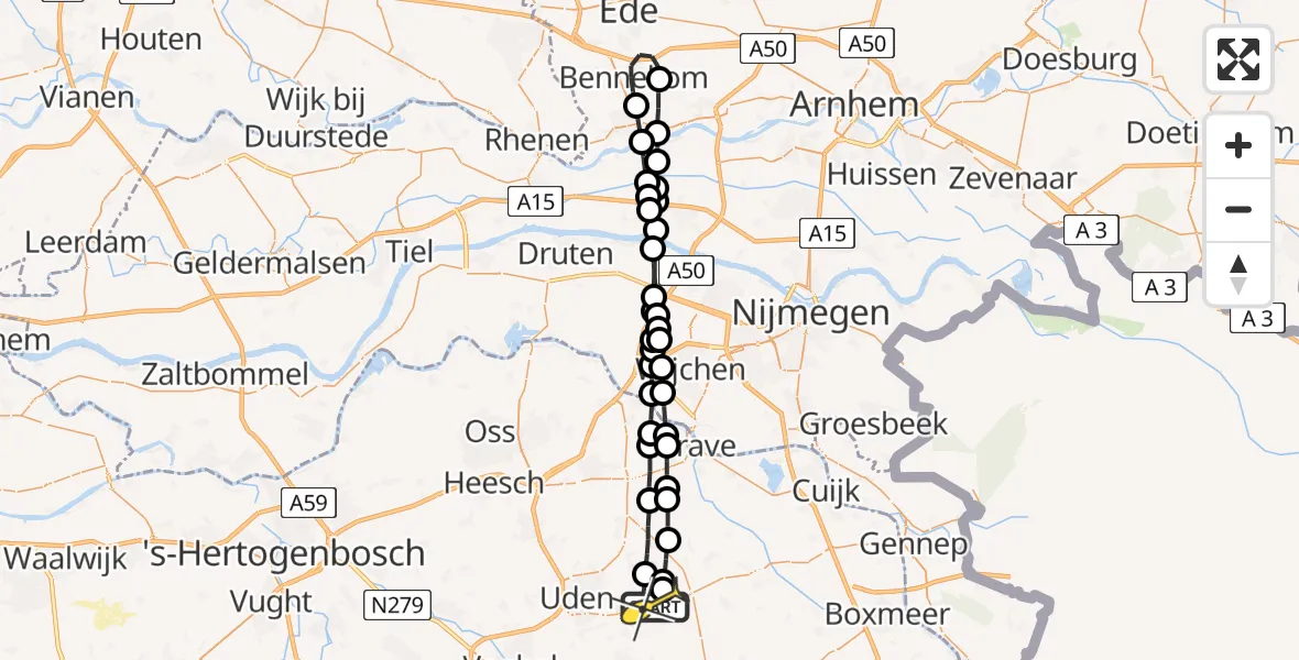 Routekaart van de vlucht: Lifeliner 3 naar Vliegbasis Volkel