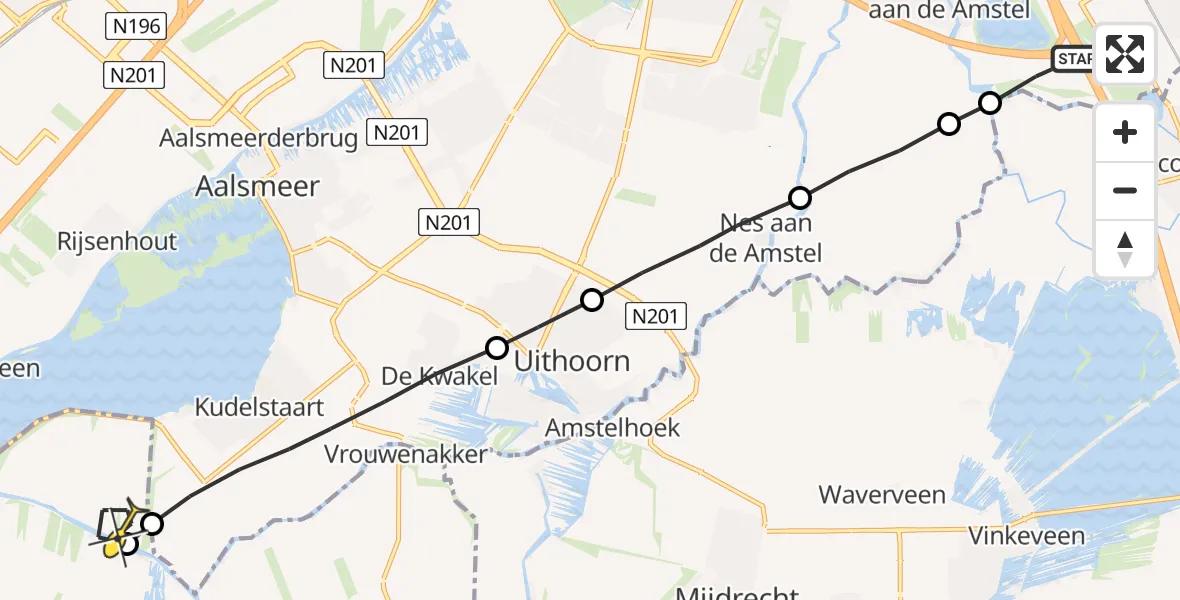 Routekaart van de vlucht: Lifeliner 1 naar Leimuiden
