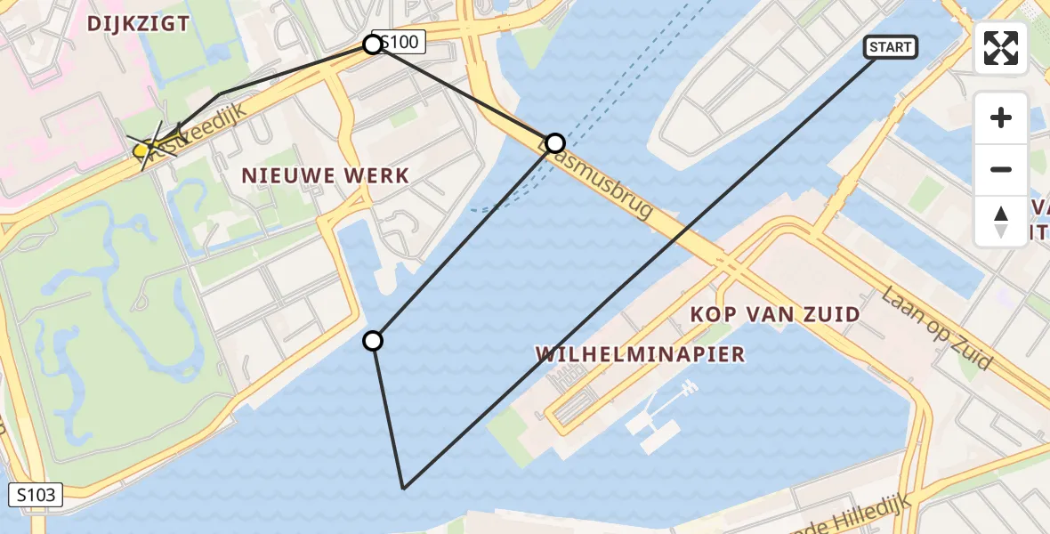 Routekaart van de vlucht: Lifeliner 2 naar Erasmus MC