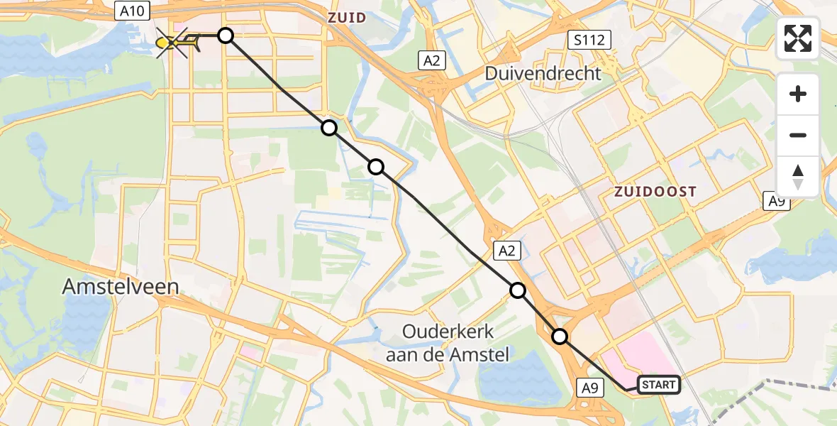 Routekaart van de vlucht: Lifeliner 1 naar VU Medisch Centrum Amsterdam