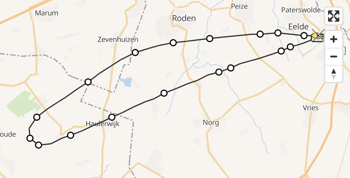 Routekaart van de vlucht: Lifeliner 4 naar Groningen Airport Eelde