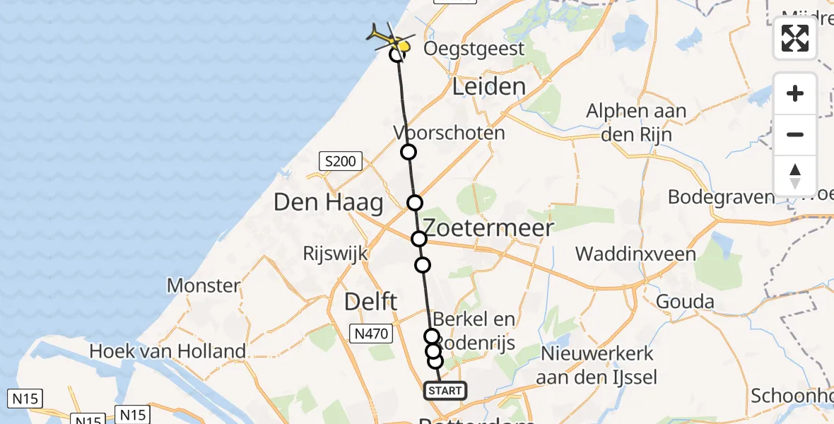 Routekaart van de vlucht: Lifeliner 2 naar Katwijk