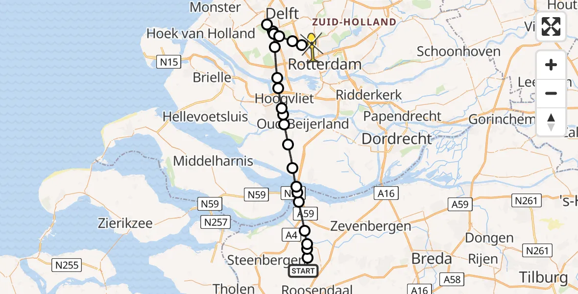 Routekaart van de vlucht: Lifeliner 2 naar Rotterdam The Hague Airport