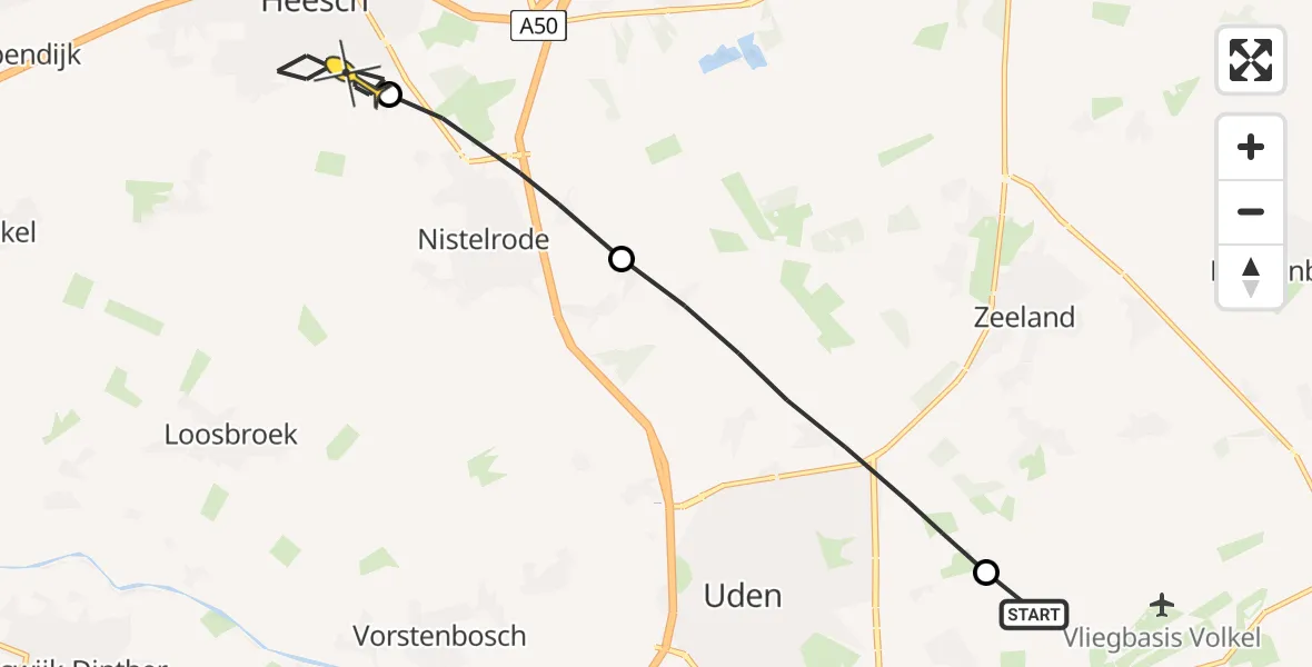 Routekaart van de vlucht: Lifeliner 3 naar Heesch
