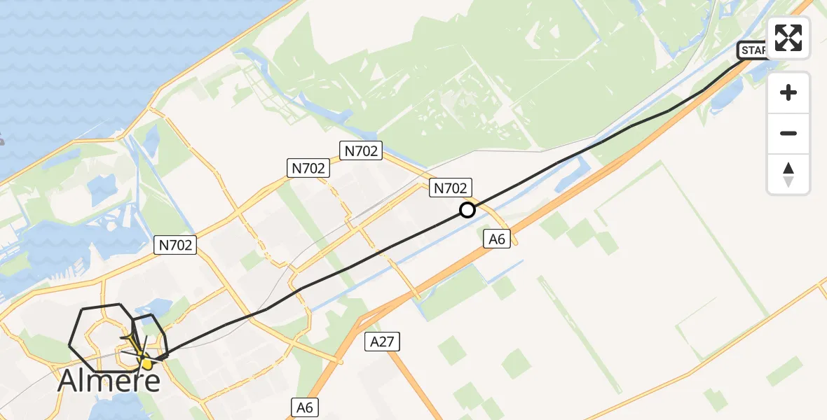 Routekaart van de vlucht: Lifeliner 1 naar Almere