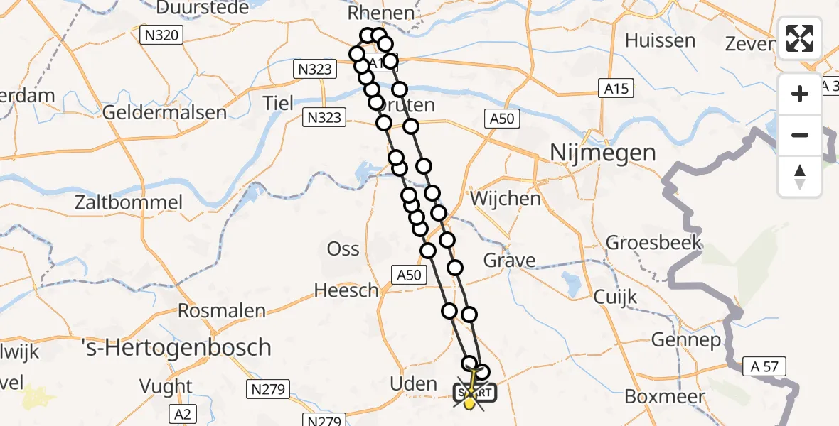 Routekaart van de vlucht: Lifeliner 3 naar Vliegbasis Volkel