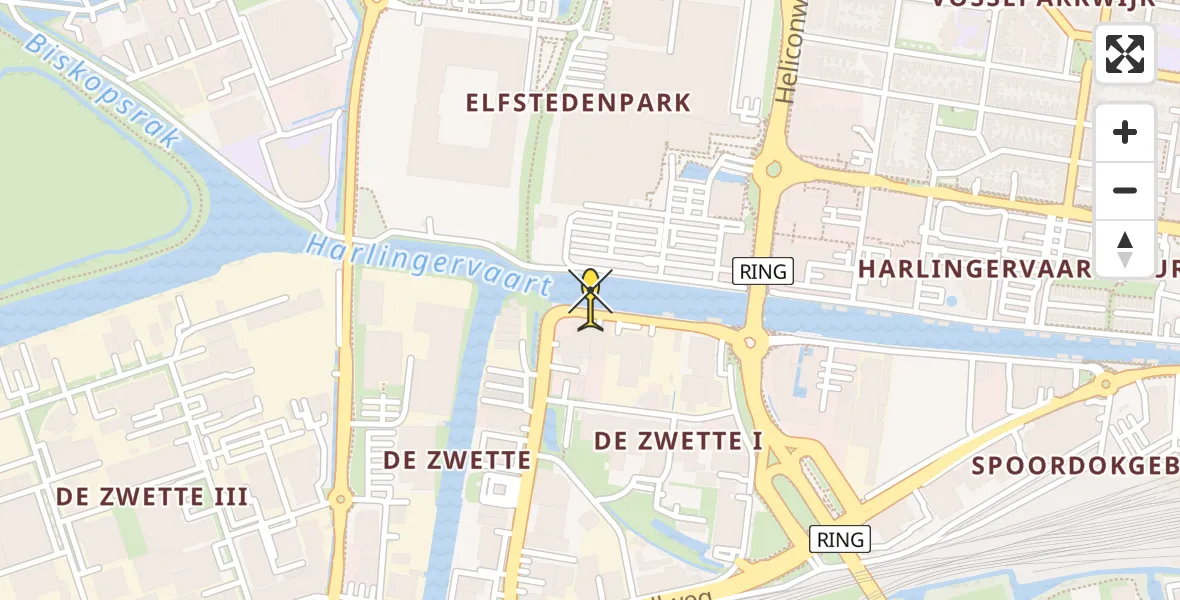 Vluchtroute Ambulancehelikopter van Leeuwarden naar Leeuwarden