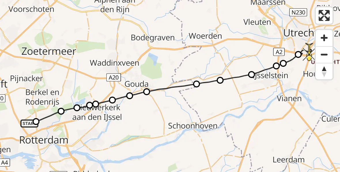 Routekaart van de vlucht: Lifeliner 2 naar Utrecht