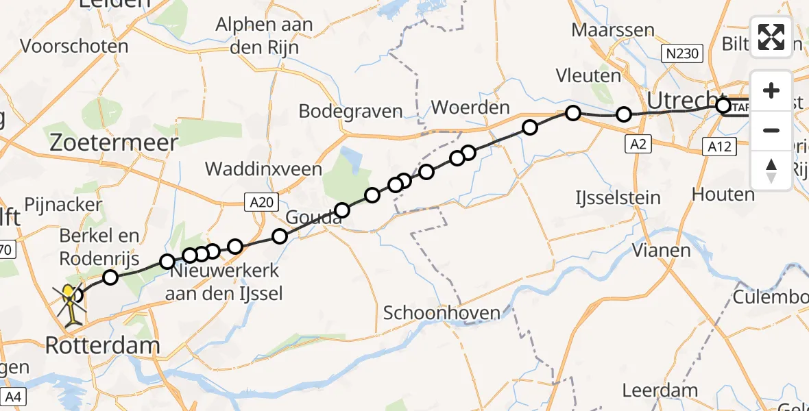 Routekaart van de vlucht: Lifeliner 2 naar Rotterdam The Hague Airport