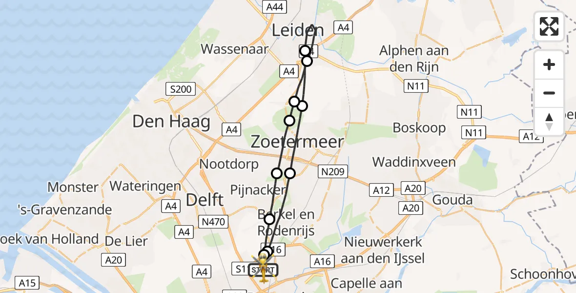 Vluchtroute Traumahelikopter Rotterdam The Hague Airport - Rotterdam The Hague Airport, 11 juli 2023, 07:55