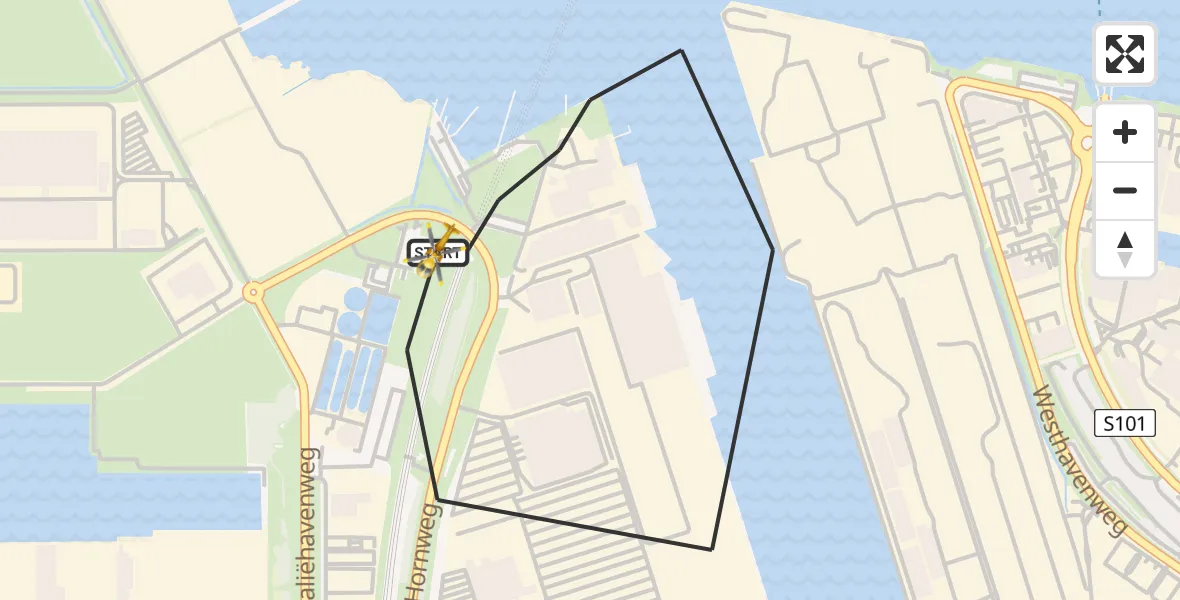 Vluchtroute Traumahelikopter Amsterdam Heliport - Amsterdam Heliport, 11 juli 2023, 08:24