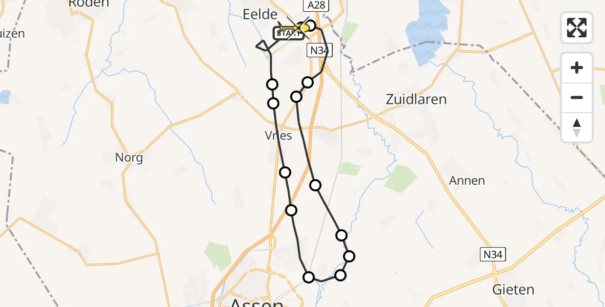 Routekaart van de vlucht: Lifeliner 4 naar Groningen Airport Eelde