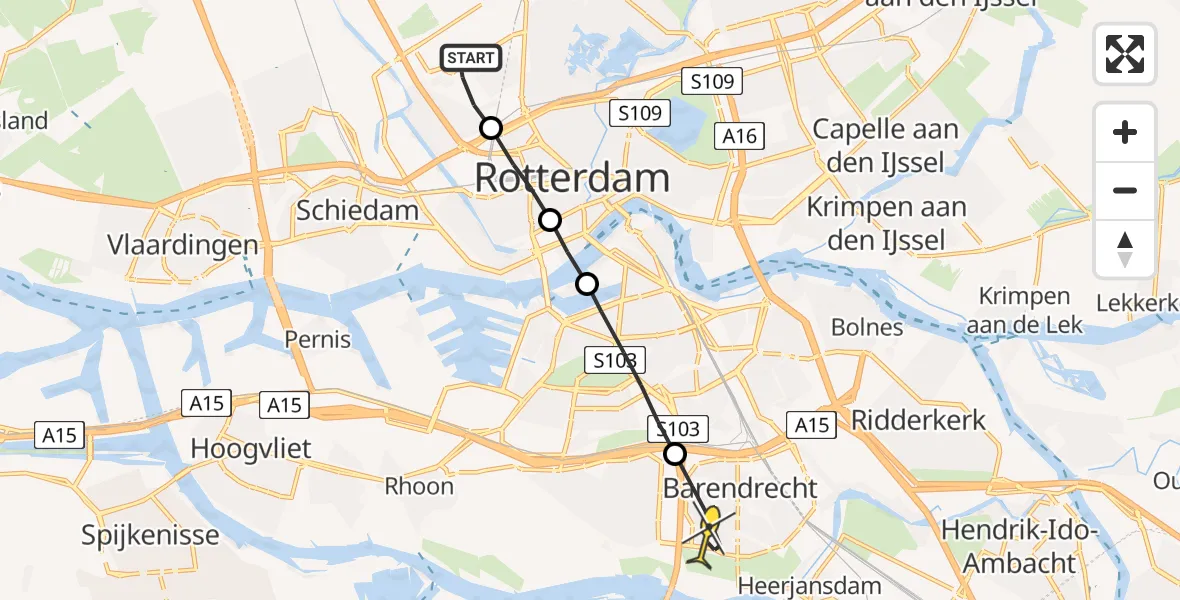 Routekaart van de vlucht: Lifeliner 2 naar Barendrecht