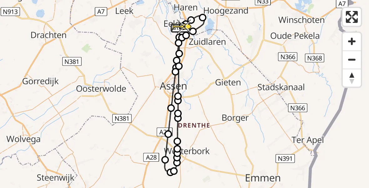 Routekaart van de vlucht: Lifeliner 4 naar Groningen Airport Eelde