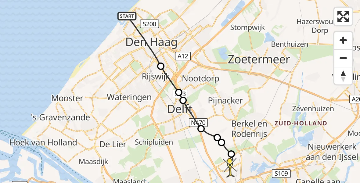 Routekaart van de vlucht: Lifeliner 2 naar Rotterdam The Hague Airport